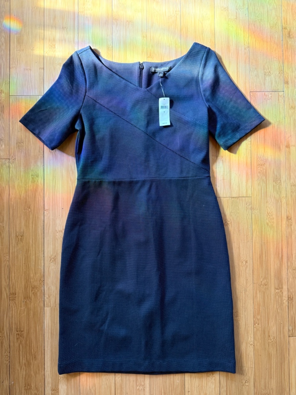 NWT Banana Republic Navy Polka Dot Sheath Dress Size 6 Short Sleeve